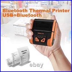 80mm Mobile POS Direct Thermal Printer with Bluetooth+USB, Compatible with