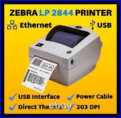 Zebra LP 2844 Desktop Printer, USB, Ethernet, 203 DPI, Direct Thermal Printer